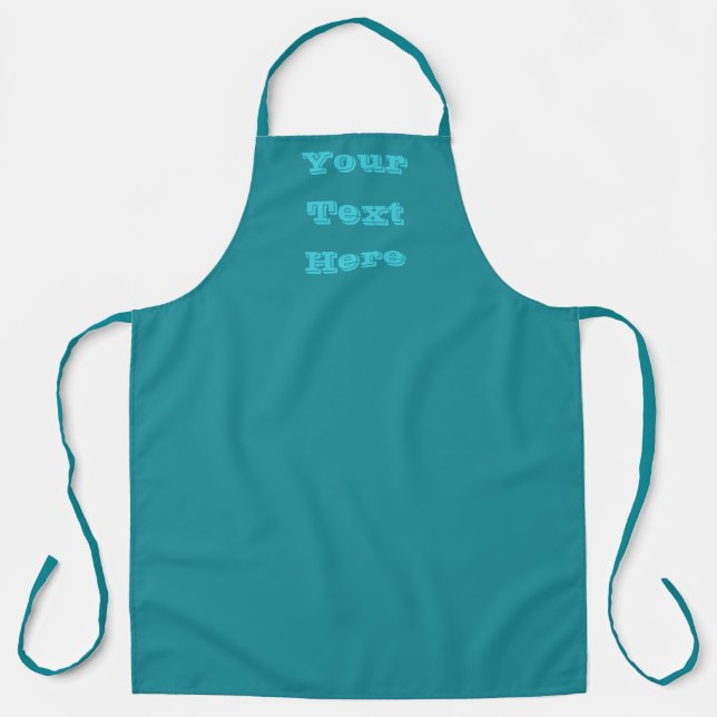 Blue Cyan Teal Turquoise Spring Season Solid Colou Apron (Front)