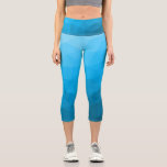 Blue cyan turquoise geometric mesh pattern capri leggings<br><div class="desc">Unique and fun customizable geometric women's clothing. Cool capri leggings fashion for her. 
Triangle geometric mesh with light dark blue turquoise ombre gradient.</div>