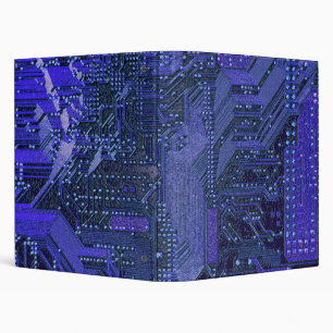 Blue Cyber Circuit Board Tech Art Electronics Binder