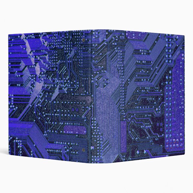 Blue Cyber Circuit Board Tech Art Electronics Binder (Background)