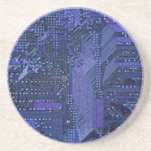 Blue Cyber Circuit Board Tech Art Electronics Coaster