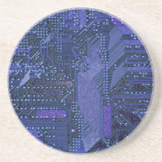 Blue Cyber Circuit Board Tech Art Electronics Coaster