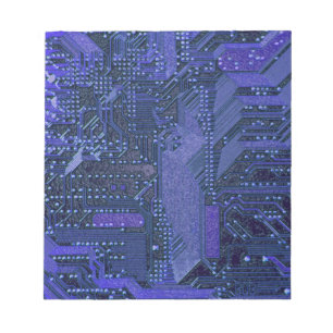 Blue Cyber Circuit Board Tech Art Electronics Notepad