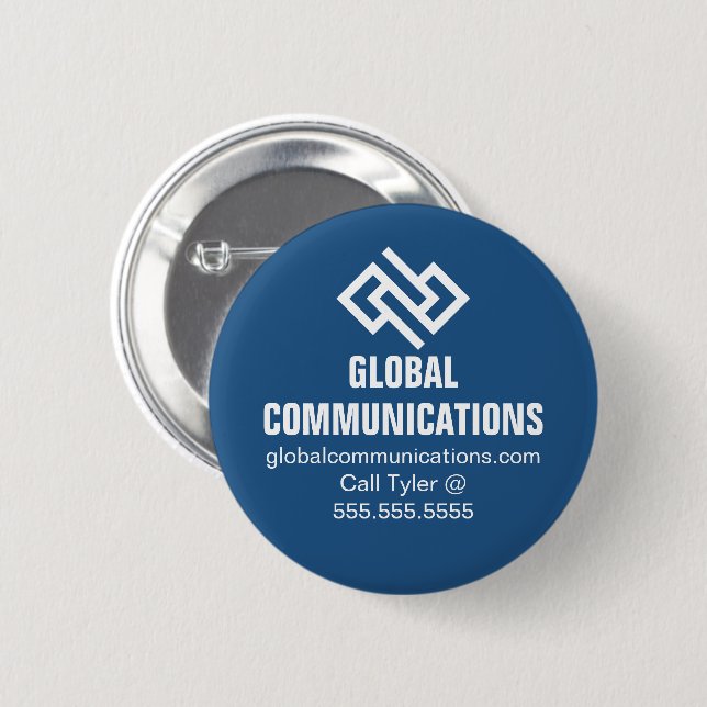 Blue Cyber Technology Computer Company Custom 2 Inch Round Button (Front & Back)