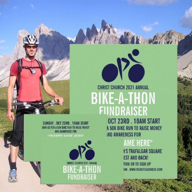 Blue Cycling Logo, Charity Bike-a-Thon Event Flyer (Creator Uploaded)