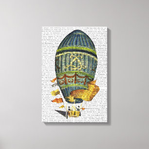 Blue Cylindrical Hot Air Balloon Canvas Print