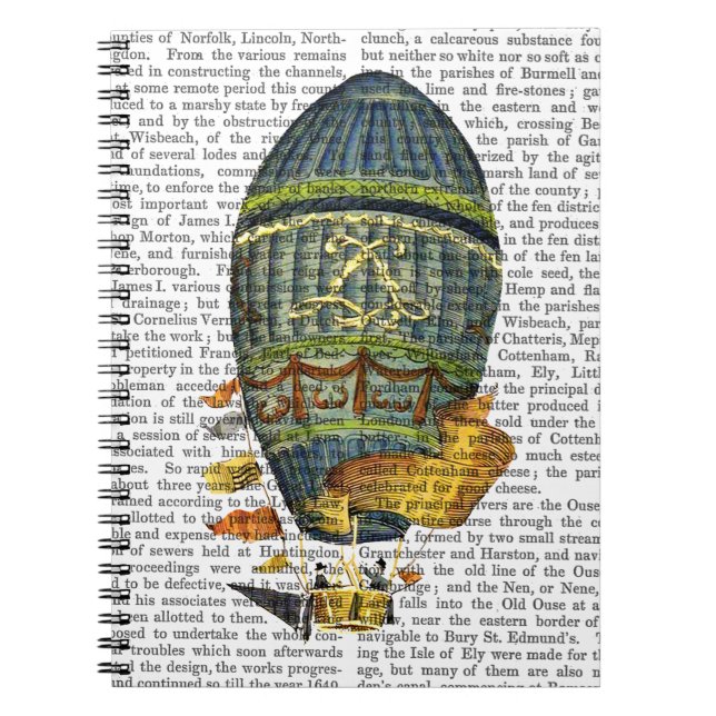 Blue Cylindrical Hot Air Balloon Notebook (Front)
