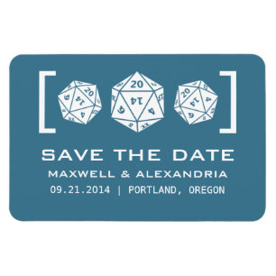 Blue D20 Dice Gamer Save the Date Magnet