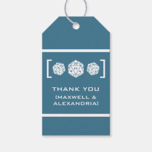 Blue D20 Dice Gamer Wedding Gift Tags