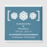 Blue D20 Dice Gamer Wedding Info Magnet v2<br><div class="desc">This D20 Dice Gamer Wedding Information Magnet in blue is perfect for the nerdy couple who fell in love over a shared interest in role playing games and would like to announce their wedding info displaying this part of their personalities. This offbeat design features a simple and minimalist trio of...</div>