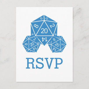 Blue D20 Dice Response Postcard