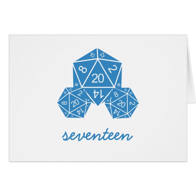 Blue D20 Dice Table Number Card (Front Horizontal)