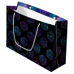 Blue D20 Pattern RPG Fantasy Tabletop Gamer Dice Large Gift Bag