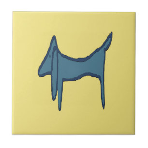 Blue Dachshund Abstract Tile