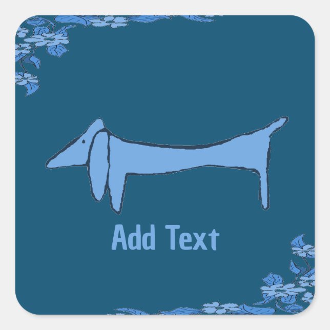 Blue Dachshund, add text, Sticker (Front)