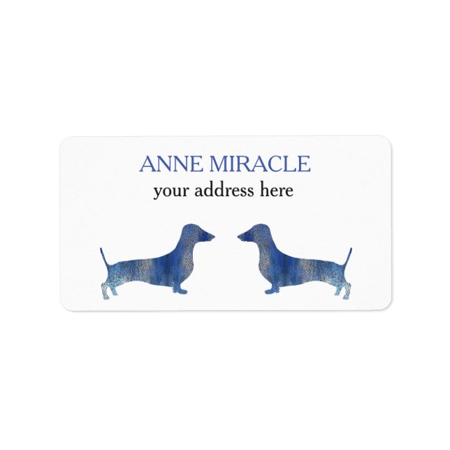 Blue dachshund  Shipping Labels (Front)