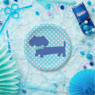 Blue Dachshund Wiener Dog Party Paper Plates