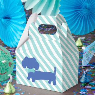 Blue Dachshund Wiener Dog with Bow Tie Favour Box