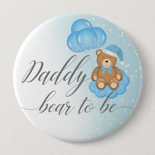 Blue Daddy Bear To Be Sleepy Bear Boy Baby Shower 4 Inch Round Button