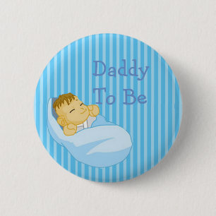 Blue Daddy To Be Baby Shower Button