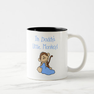 Blue Daddy's Little Monkey Two-Tone Coffee Mug