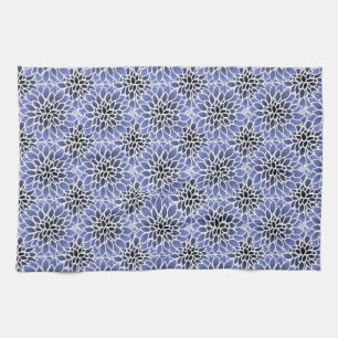 Blue Dahlia Floral Pattern Kitchen Towel