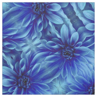 Blue Dahlia Flower Pattern Fabric