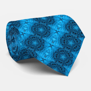 BLUE  DAHLIA FLOWERS Abstract Floral Tie