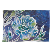 Blue Dahlia Navy Teal Celestial Floral Watercolor 