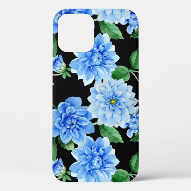 Blue Dahlia On Black Case-Mate iPhone Case (Back)