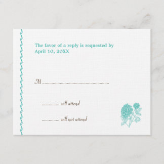Blue dahlia wedding enclosure RSVP response card