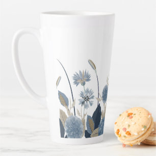 Blue Dahlias Cornflower Latte Mug
