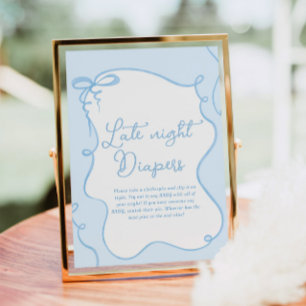 Blue dainty bow wavy hand drawn Dont say baby Poster