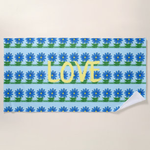 Blue Daisies Beach Towel