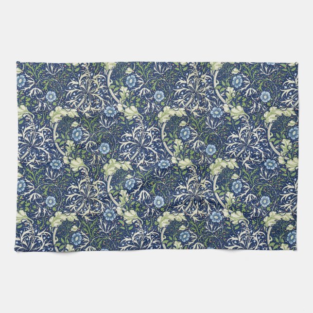 Blue Daisies by William Morris Kitchen Towel (Horizontal)