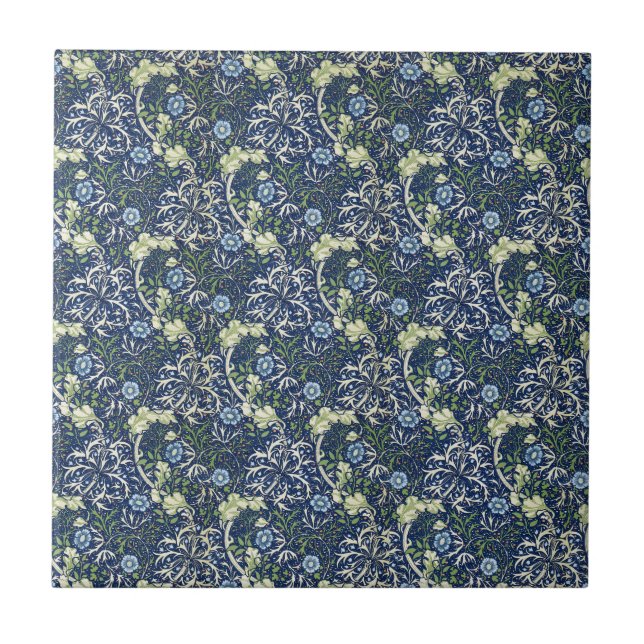 Blue Daisies by William Morris Tile (Front)