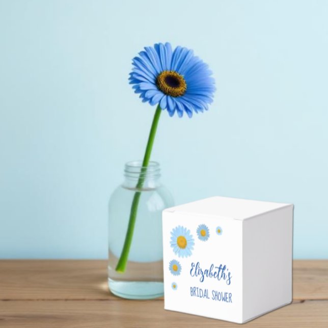 Blue Daisies Floral Bridal Shower Favor Box (Creator Uploaded)