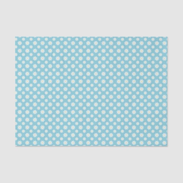 Blue Daisies Floral Pattern Tissue Paper (Front)