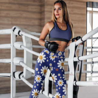 Blue Daisies Floral Patterned | Leggings