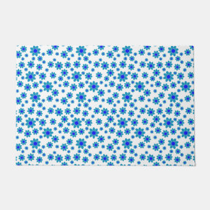 Blue Daisies   Floral Repeating Daisy Pattern Doormat