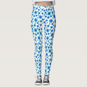 Blue Daisies Floral Repeating Daisy Pattern Leggings
