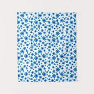 Blue Daisies Floral Repeating Daisy Pattern Tapestry