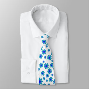 Blue Daisies   Floral Repeating Daisy Pattern Tie