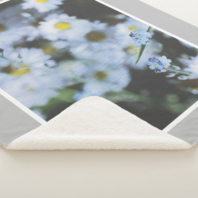 Blue Daisies Flowers Happy Colours Throw Blanket (3/4)
