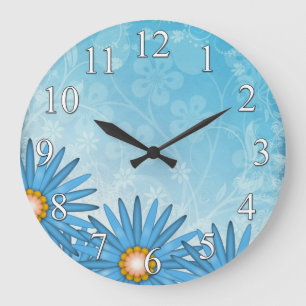 Blue Daisies Flowers Wall Clock