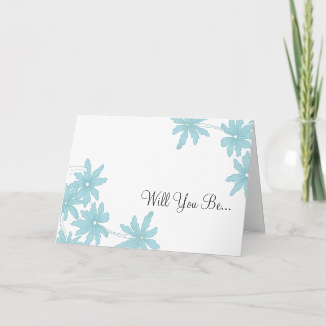 Blue Daisies Will You Be My Bridesmaid Invitation (Front)