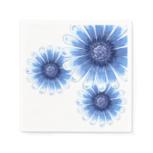 Blue Daisy 3 Flower Napkin