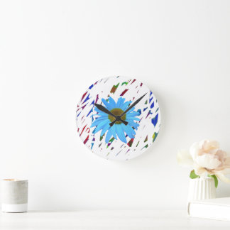 Blue Daisy Abstract Graphic Wall Clock