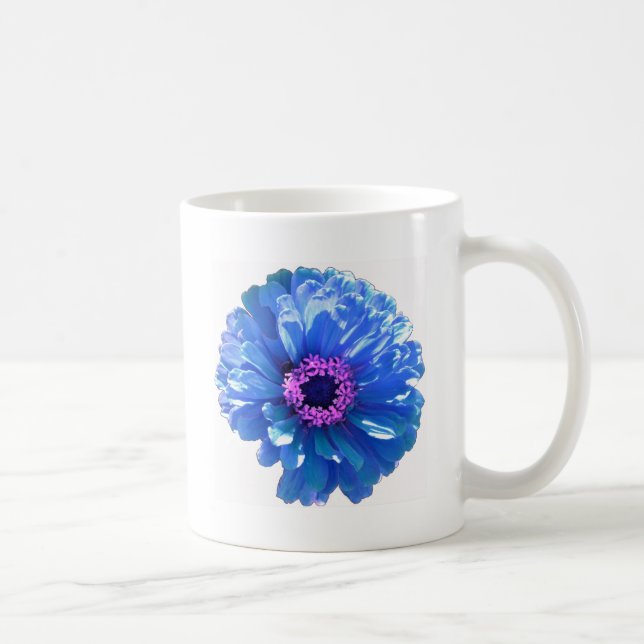 Blue daisy blue floral photo coffee mug (Right)