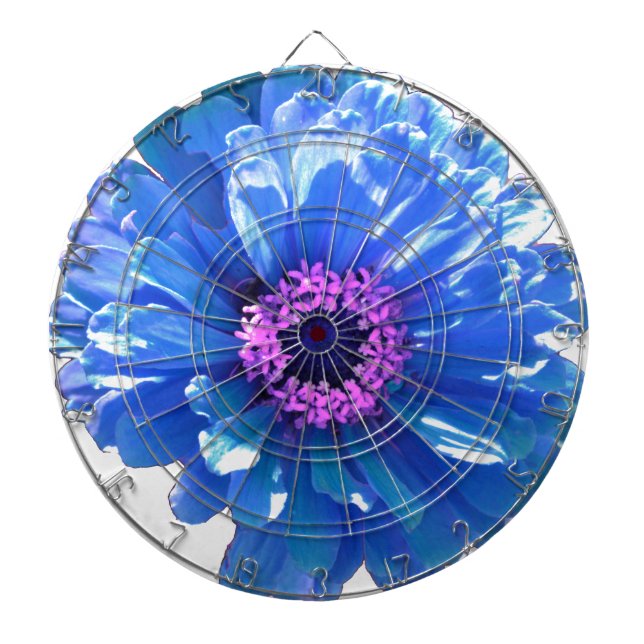Blue daisy blue floral photo dartboard (Front)